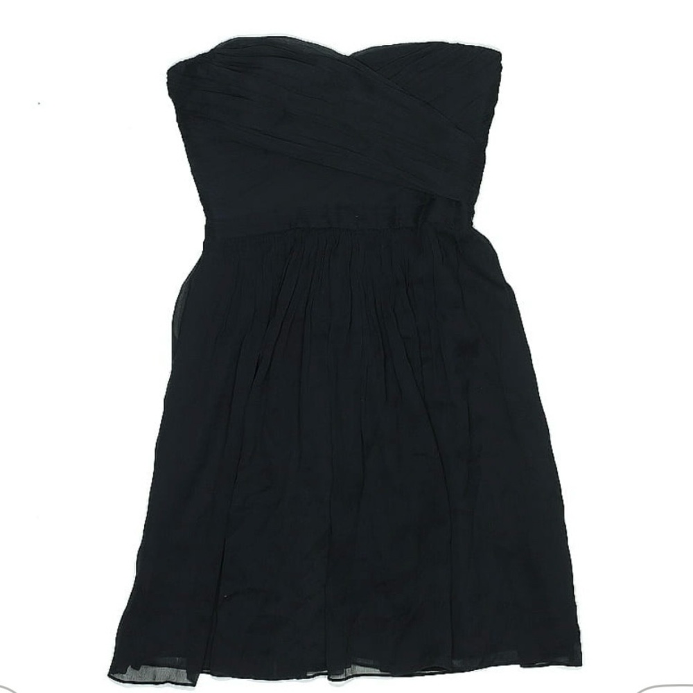 J.Crew Black Strapless Silk Chiffon Dress Size 0 Sweetheart Bodice